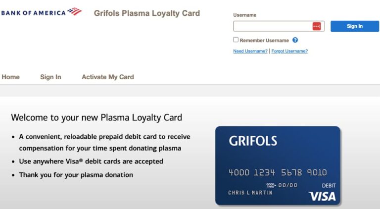 Bank of America/Plasma Loyalty Card