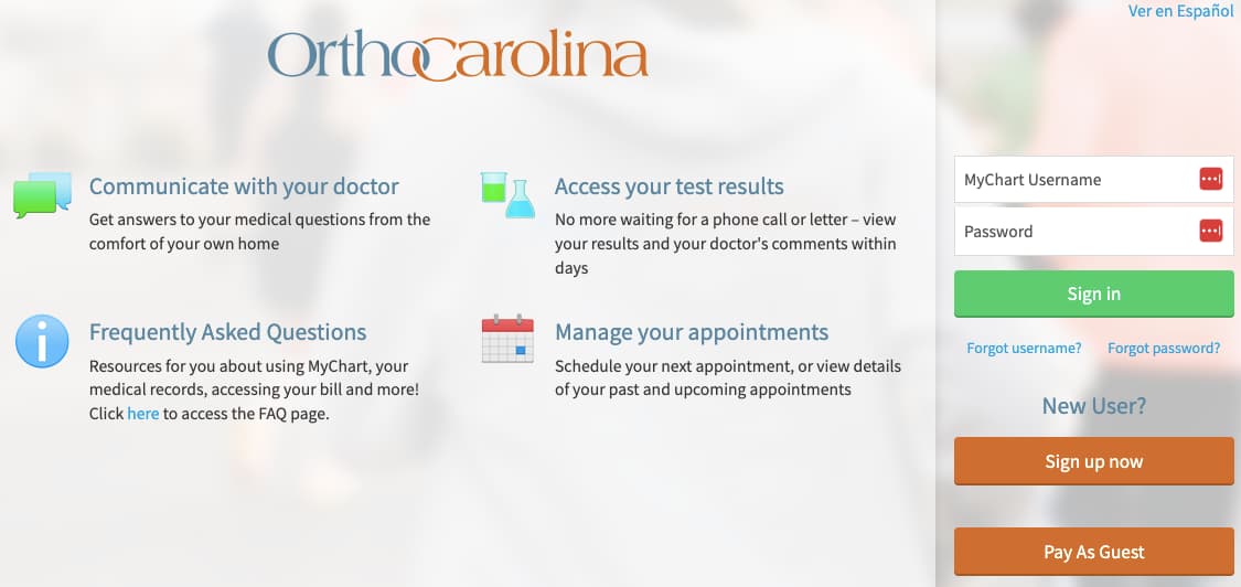 Orthocarolina Portal Login