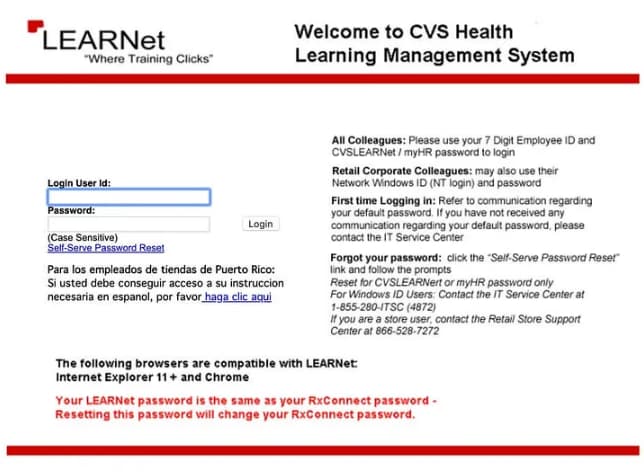 CVS Learnet Login