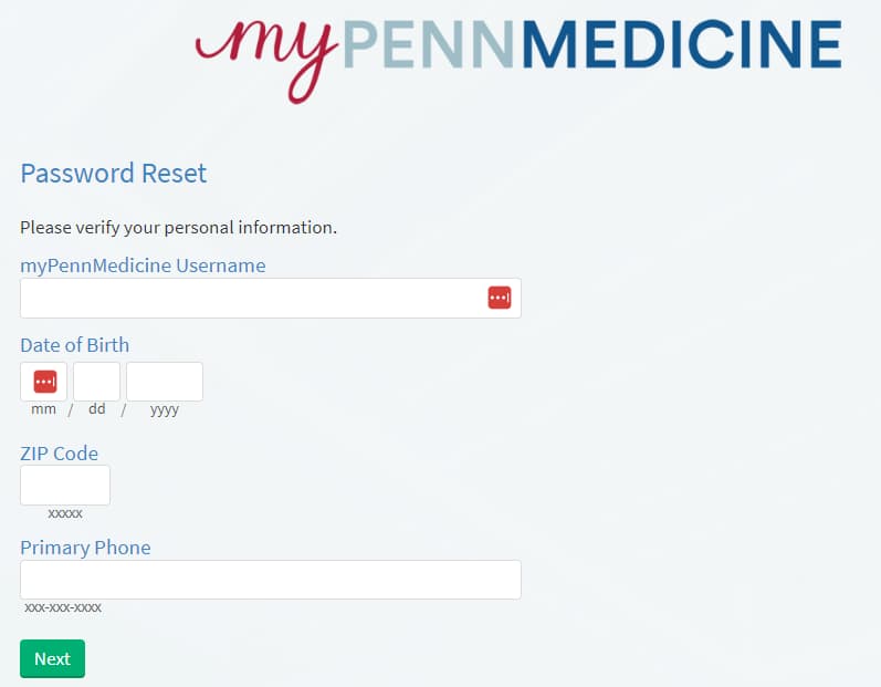 Password Recovery For myPennMedicine