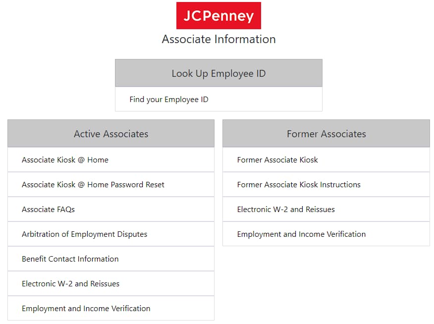 JCP Associate Kiosk Login